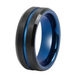 Harris & D& 39 Arcy Tungsten Black Matt Blue Ring