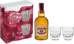 Chivas Regal 12 Year Old with 2 Tumbler Glasses in a Gift Box