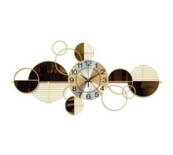 Mordern Abstract Iron Wall Clock Horizontal Brown & Gold Finish FBB0046-2