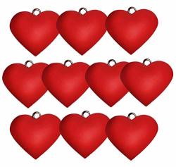 Lucore 1 Inch MINI Rubber Red Heart Pendant Charms - 10 PC Set Of Cute Miniature Bead Style Ornaments Craft And Jewelry Diy Supply