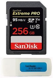 Sandisk 256GB Extreme Pro Memory Card For Sony FDRAX53 B 4K HD FDR-AX100 B Video Recording Camcorder FDRAX33 Handycam A7R II Camera Sdxc 4K V30 Uhs-i