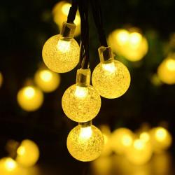 60 LED Solar Crystal String Bulbs - Warm White