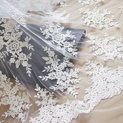 White Beaded Pearl Mesh Lace Fabric Bridal Veil Lace Wedding Bridal  Dress,French Lace Fabric by the Yard