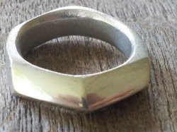 Four Faceted Symmetrical Sterling Silver Ring. . 9.5 Grammes. Chunky Comfort Fit.