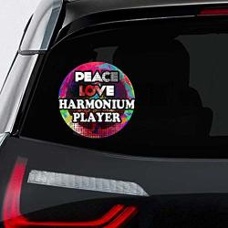 Makoroni - Peace Love Harmonium Player Music Car Laptop Wall Sticker Decal - 5 By 5 Inc.