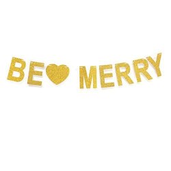 Gzfy Be Merry Banner Christmas Decoration Banner Gold Glitter For Christmas Decor Holiday Decor Christmas Tree Decor
