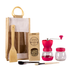 Coffee Lovers Gift Pack - Pink Grinder With Raw Coffee Beans