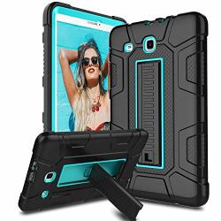Venoro Samsung Galaxy Tab E 9.6 Case Kickstand Feature Shockproof Rugged Heavy Duty Three Layer Armor Defender Protective Case Cover For Samsung SM-T560 SM-T561 SM-T567 Black