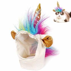 Ausein Pet Unicorn Hat For Cats Kitty Small Dog Puppy Cute Adorable Unicorn Costume In Halloween Christmas Festival Pet Costume Cosplay Accessories