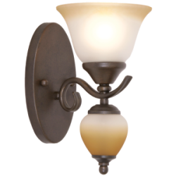 Bright Star Lighting - Up Facing Metal Wall Bracket In Rust Colour With Faded Brown Glass