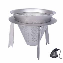 Ibasingo Titanium Coffee Filter With Bracket Detachable Stand Fine Mesh Tea Strainer For Steeping Loose Tea Coffee Camping Travel Home Use TI15126I