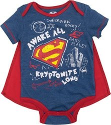 Justice League Superman Baby Boys' Bodysuit And Cape Blue 18 Months