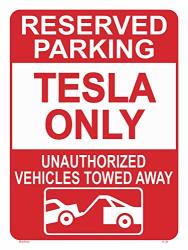 Tesla Parking Only Sign - Perfect Gift Novelty Office Shop Home D Cor Wall Plaque Decoration Sign 10"X7" Commercial Grade Aluminum 0.04" A-20