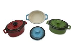 Kitchen Collection 2 Servings Oval Ceramic Casserole Dish Assorted Colors 08654