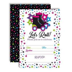 Lets Roll Star Roller Skating Birthday Party Invitations 20 5"X7" Fill In Cards With Twenty White Envelopes By Amandacreation