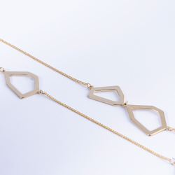 Goldair Gold Geometric Opera Linked Chain Necklace - Gold