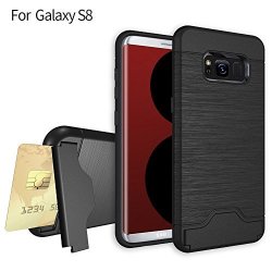 Galaxy S8 Case Samsung Galaxy S8 Cover Cani Absorbent Wallet With Credit Card Slot Kickstand Dual Layer Shockproof Cover For Samsung Galaxy S8 Black