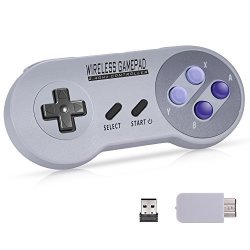 Urvoix 2.4G Wireless Rechargeable Joystick Controller Gamapad With Receiver For Nintendo Snes Classic Edition Nes Classic Edition Console With USB Adapter For PC