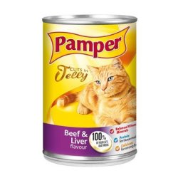 Purina Pamper Beef & Liver In Jelly Tinned Cat Food 385G