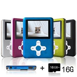 Lecmal Portable MP3 MP4 Player With 16GB Micro Sd Card Economic Multifunctional Music Player With MINI USB Port MP3 Voice Recorder Media Player For KIDS-16GB-BLUE