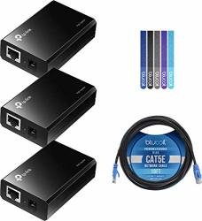 Tp-link TL-POE150S Poe Injector Adapter 3-PACK Bundle With Blucoil 10-FT 1 Gbps CAT5E Cable And 5-PACK Of Reusable Cable Ties