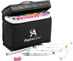 48 Colors Dual Tip Alcohol Based Sketch Markers Set,Fine Point and