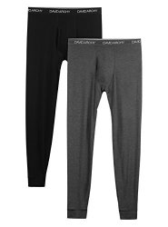 David Archy Men's 2 Pack Lightweight Baselayer Bottom Keep Warm Wicking Thermal Pants L Black+dark Gray
