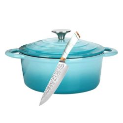 22CM - Round Dutch Oven Cast Iron Pot With Stainless Steel Knife