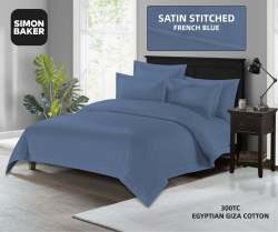 Simon Baker 300TC 100% Egyptian Cotton Fitted Sheet Standard French Blue Various Sizes - Double Xd 137CM X 190CM X 40CM French Blue