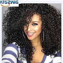 Atozwig Kinky Curly Afro Wig 22" Long Kinky Curly Wigs For Black Women Black Hair Wig African American Synthetic Cheap Wigs For Women