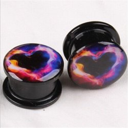 Acrylic Ear Plug Screw-on Hollow 6MM - Hearts Sold Per Pair