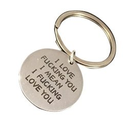 Vorcool Stainless Steel Keychain Personalized Pendant Key Ring I Love Fucking You I Mean I Fucking Love You Charming Decoration
