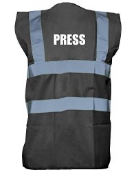 Press Printed Hi-vis Vest Waistcoat - Black white M