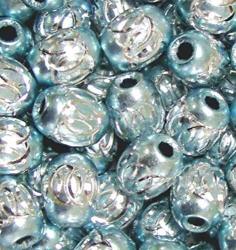 Linpeng 10-003 200-PIECE Aluminum Beads With Silver Diamond Cut Blue