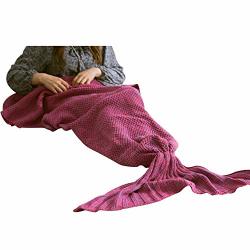 Adarl Christmas Knitted Throw Blanket Cozy Mermaid Tail Blanket Handmade Living Room Sleeping Bag For Kids Adult A5 71X35.5INCH