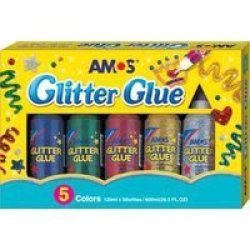 AMOS Glitter Glue - Jumbo 120ML X 5 Colours