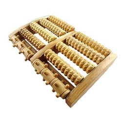 Wooden Dual Foot Massager Roller Relieve Foot Pain And Aches Tool