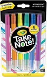 Crayola Erasable Highlighters Pack Of 6 Assorted Colours