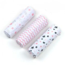 - 3 Pack Flannel Baby Receiving Blankets - Starry Nights