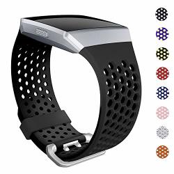 Skylet Bands Compatible With Fitbit Ionic Soft Silicone Breathable Replacement Wristband Compatible With Fitbit Ionic Smart Watch With Buckle Black Large