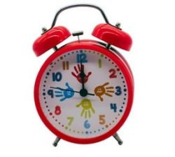 Funky Analogue Quartz Twin Bell Alarm Red