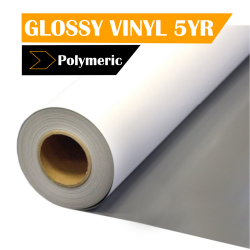 5 Year White Printable Vinyl Grey Adhesive Gloss Polymeric 80MIC 1 37 X 50M Roll