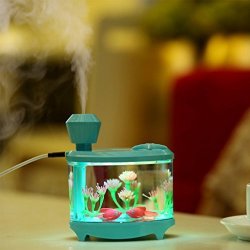 SYlive MINI USB Single Room Humidifiers Fish Tank Mist Maker Humidifier Air Purifier With Colorful Night Light Green