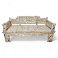 Carved Wooden Flora Daybed Bench Sotran Dekorativ