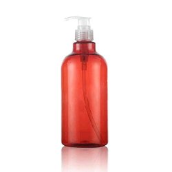 1PCS 500ML 17OZ Red Empty Plastic Pump Bottles With Transparent Spiral Pump Head Emulsion Jar Shower Gel Shampoo Conditioner Holder Refillable Cosmetic Container For