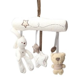 Baby Kids Hanging Bed Stroller Rattle Soft Plush Rabbit Beer Musical Toys