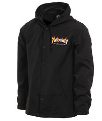 Thrasher Flame Mag Coaches Jacket Black White Orange Xlarge