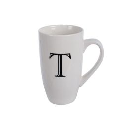 Mug - Household Accessories - Ceramic - Letter T Design - White - 10 Pack