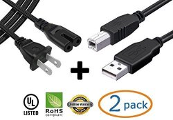 ECOOL4U 10FT Printer USB Cable + 10FT Ac Power Cord For Canon Pixma IP4600 MP620 MP630 MP970 MP730 Printer