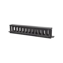 Intellinet 19 Inch Cable Management Panel - 1U Rackmount With Cover Black Retail Box 1 Year Warranty